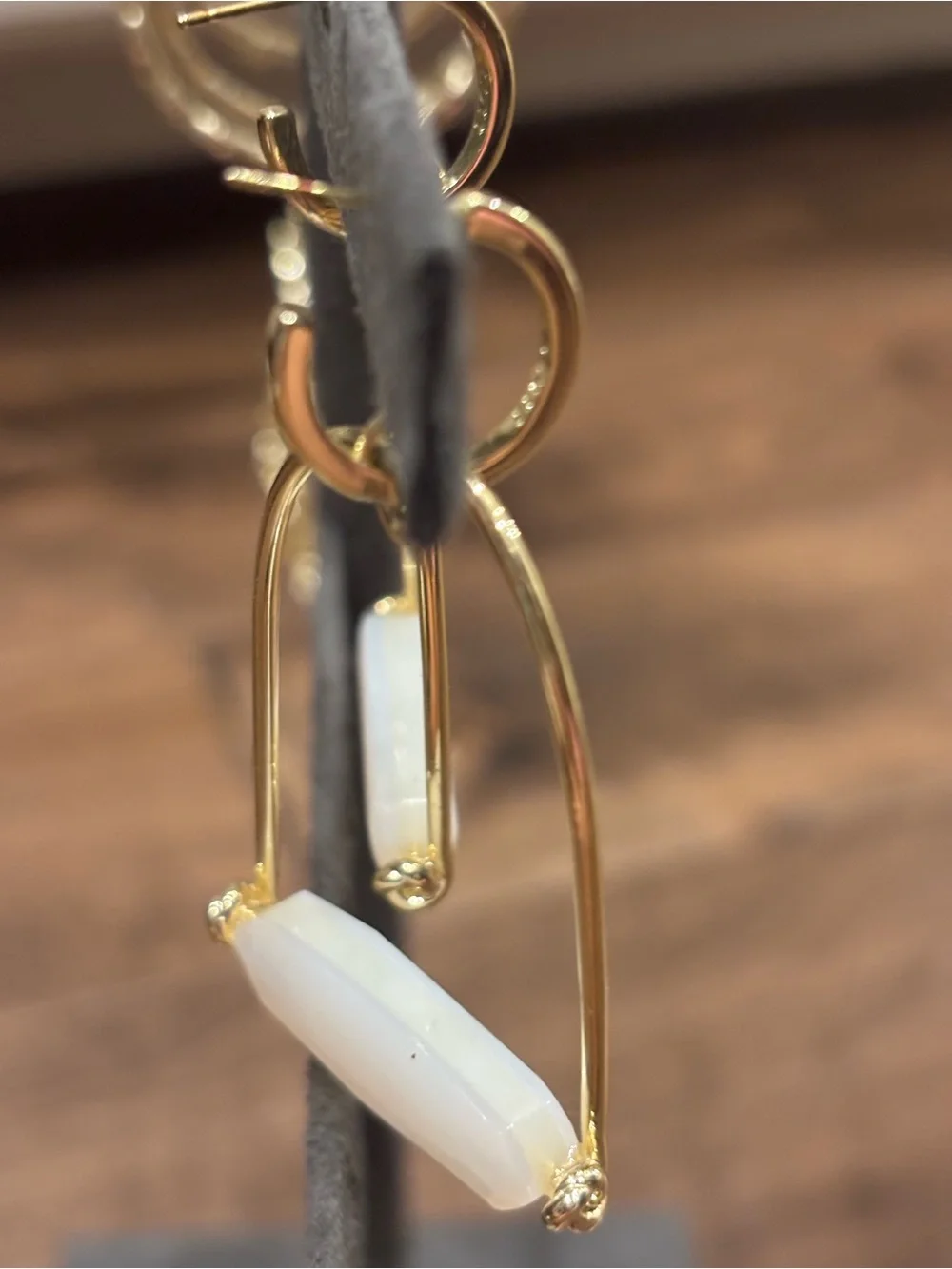 Kendra Scott Gold Hoop Drop Earrings with White Stone Accent